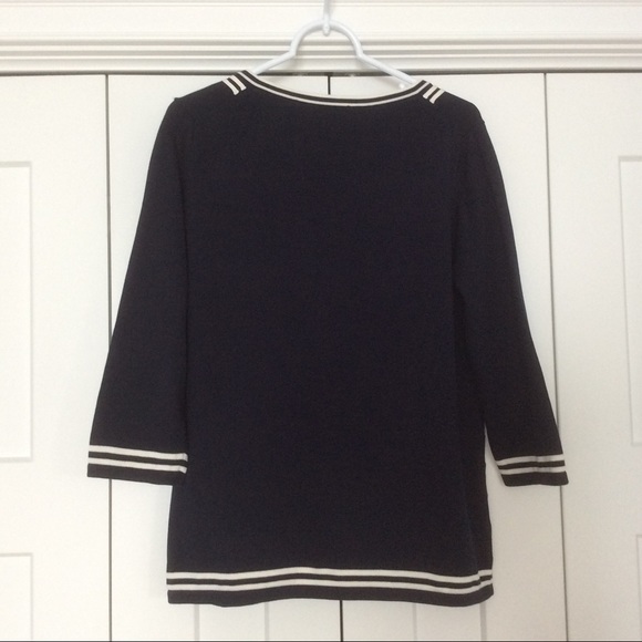 Talbots Navy Blue Sweater with White Trim - LP - Picture 11 of 12